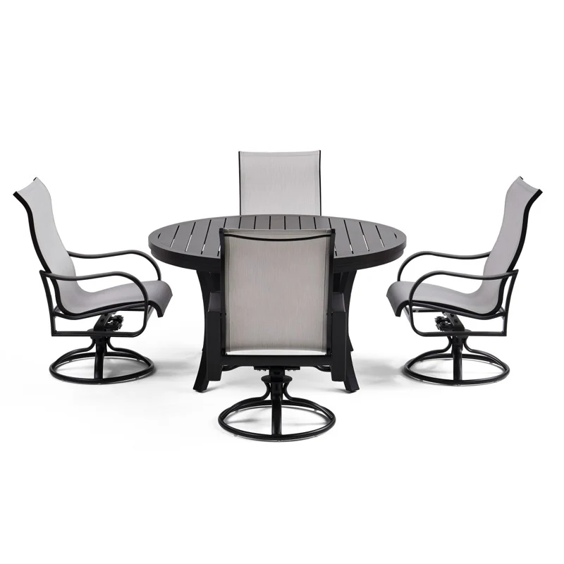 Pepin 5 Piece Round Dining Set with Swivel Rocking Chairs - Image 3