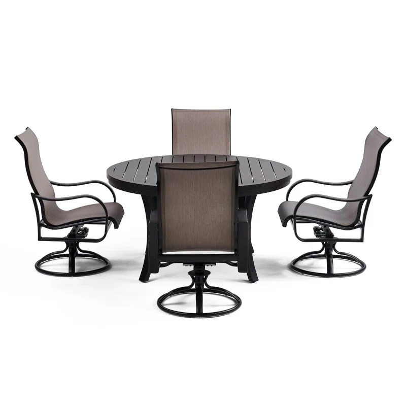 Pepin 5 Piece Round Dining Set with Swivel Rocking Chairs - Image 4